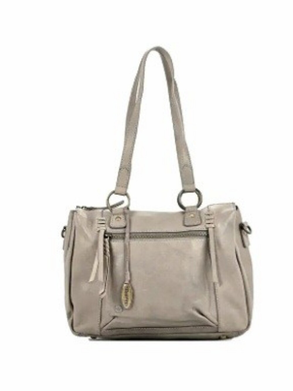 Genuine Leather Taupe Born Purse With Crossbody Strap